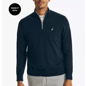 Nautica Classic Fit Jersey Knit Quarter Zip Sweater (XL)
